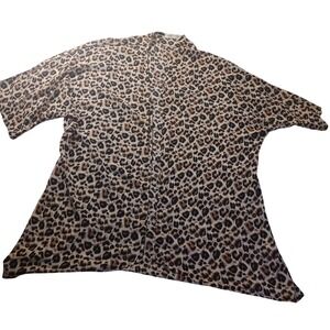Kate Kasin Leopard Print Kimono Cardigan Womens M Sheer Boho Open Front Cover Up